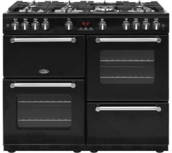 BELLING Kensington 100G Gas Range Cooker - Black & Chrome